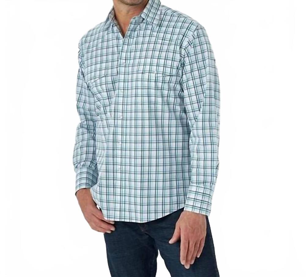 NEW WRANGLER wrinkle resist long sleeve shirt in teal